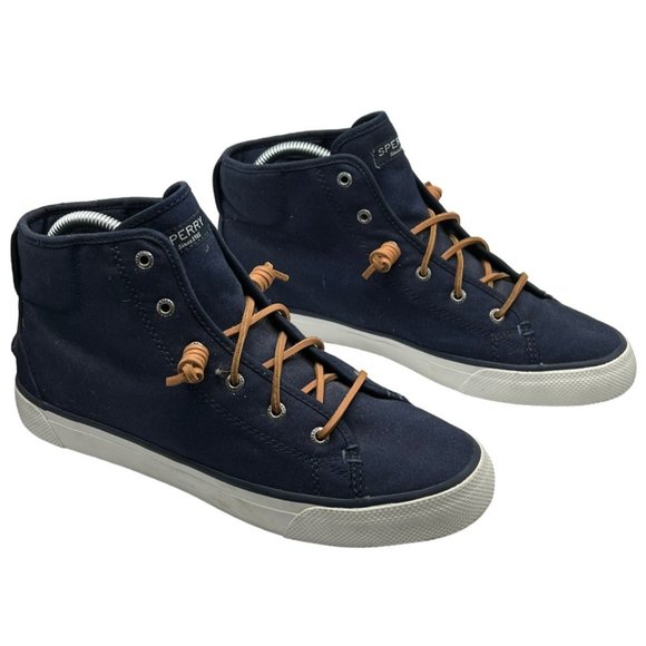 Sperry Shoes - Sperry Womens Seacoast Top Sider Sneaker Shoe Size 9.5 Navy Memory Foam Hi Top
